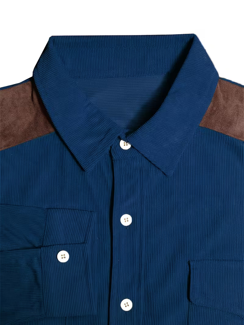 Camisa El Estanciero · Pana Canalada con Paneles de Cuero
