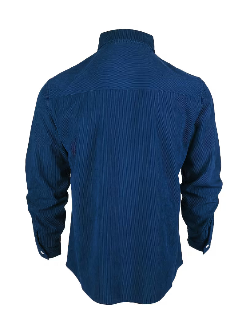 Camisa El Estanciero · Pana Canalada con Paneles de Cuero