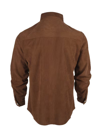 Camisa El Estanciero · Pana Canalada con Paneles de Cuero