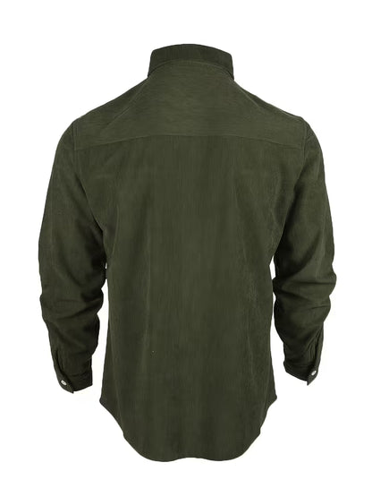 Camisa El Estanciero · Pana Canalada con Paneles de Cuero