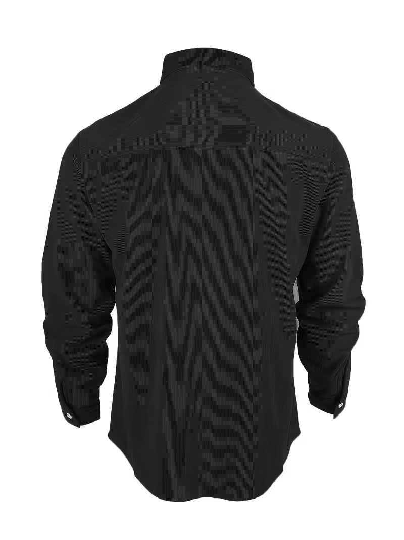 Camisa El Estanciero · Pana Canalada con Paneles de Cuero