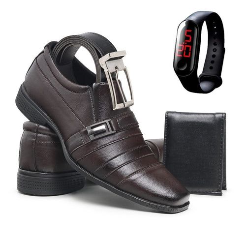 [¡COMPRÁ 1 Y LLEVATE 3 DE REGALO!] Zapatos de Cuero Premium + Cinturón + Billetera + Reloj Digital